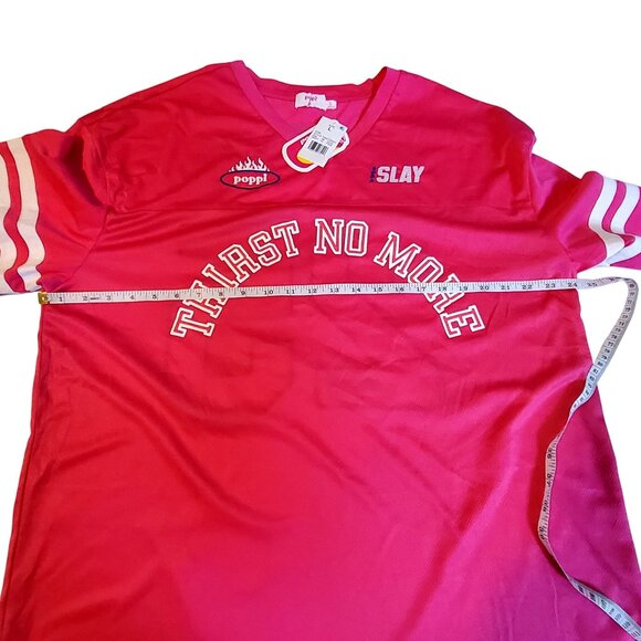 Poppi Pink "Thirst No More" Graphic Tee - Large Striped Short Sleeves  V-Neck - Picture 4 of 7